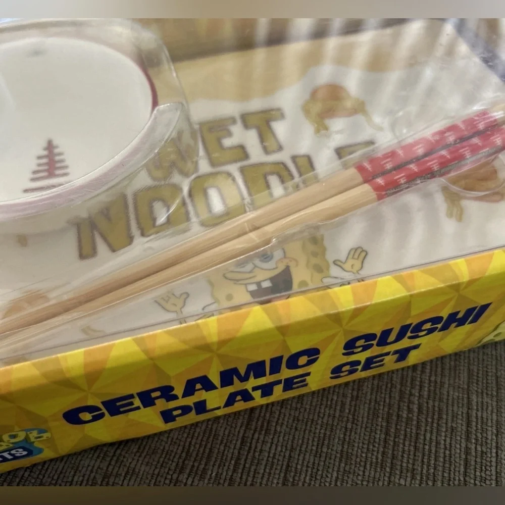 Spongebob Squarepants Krabby Patty Ceramic Sushi Serving plate setNEW